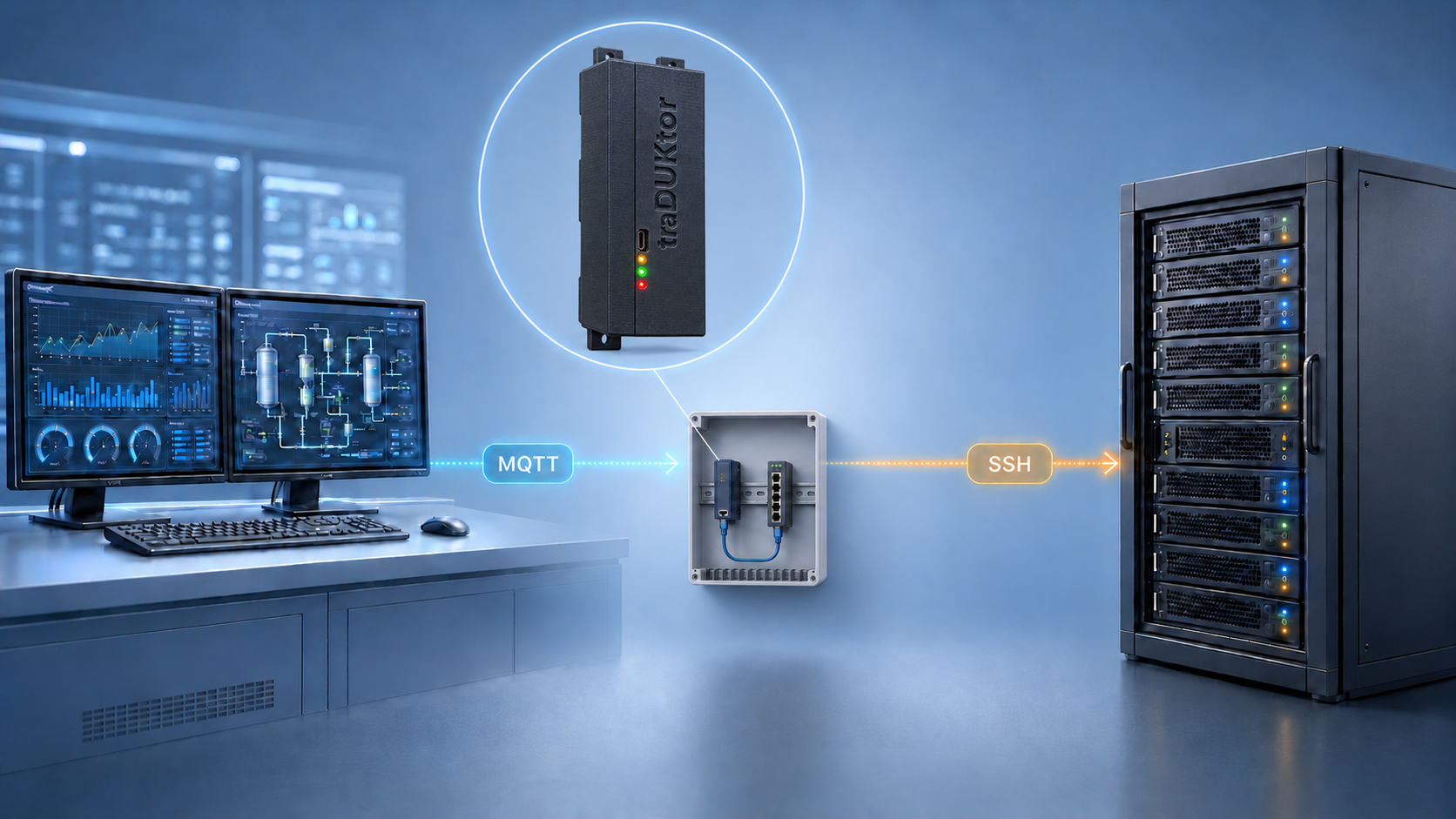 SCADA MQTT to SSH server through traDUKtor